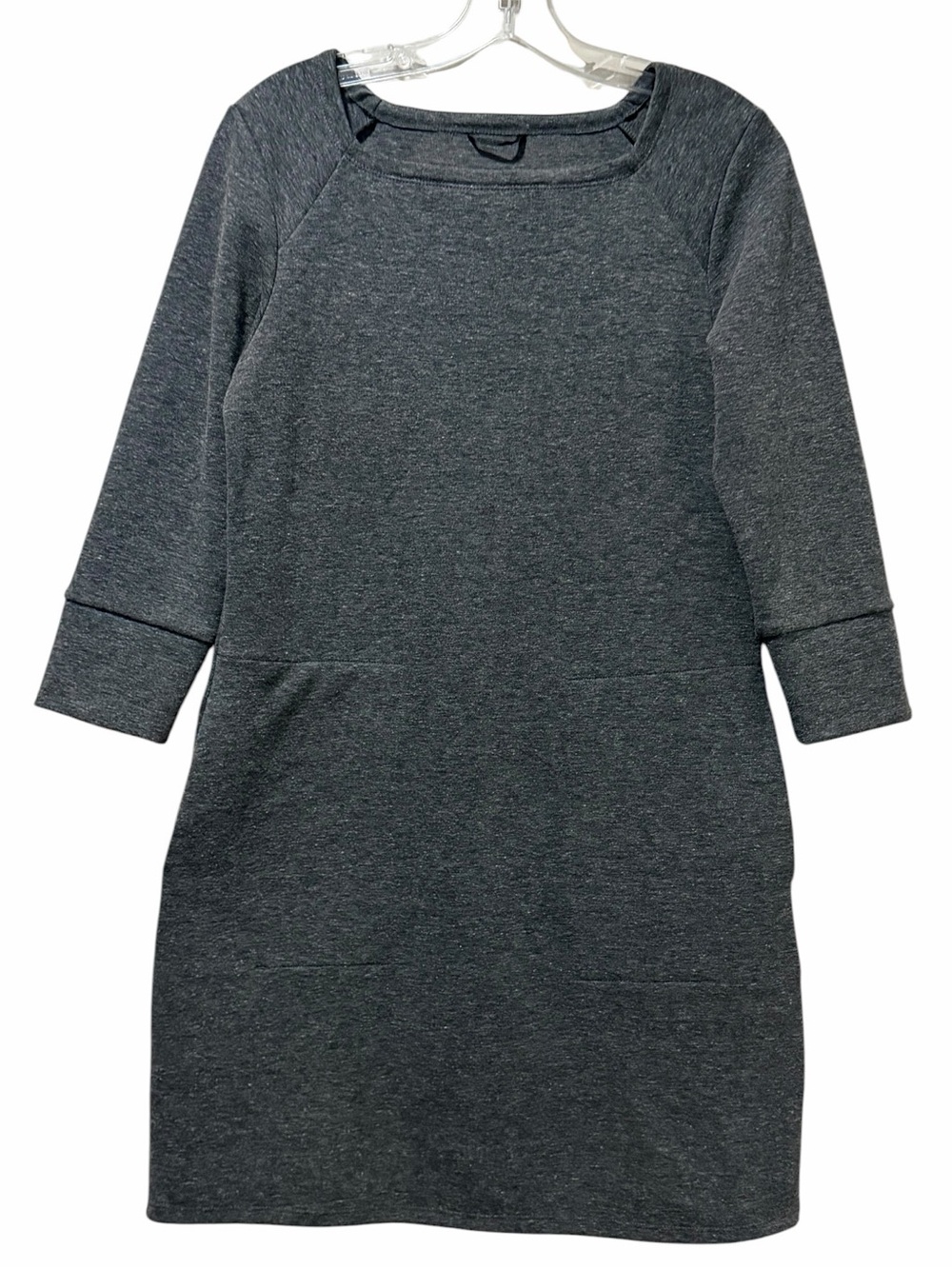Nau XS Charcoal Gray Hyperspacer 3/4 Sleeve Shift‎ Dress Organic Cotton Blend B9